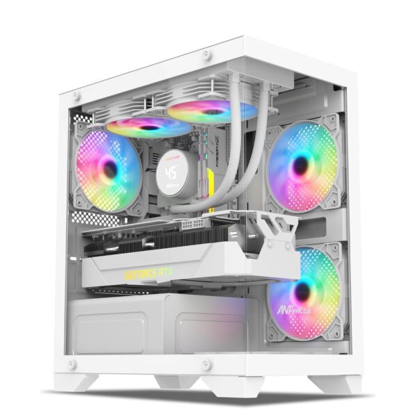 Ant Esports CV200 White MATX Mini Tower Case – RGB Fans