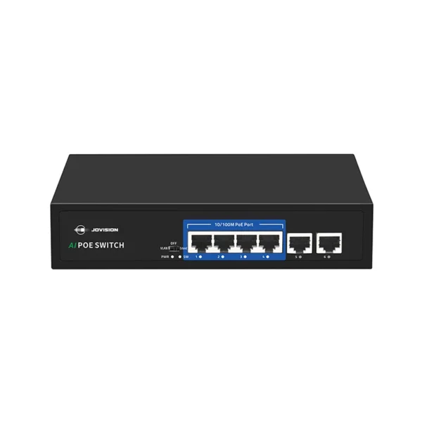 JOVISION JVS-S06-4P-65W 6-Port PoE Switch with 4 PoE Ports, AI VLAN & 250m Extended Transmission
